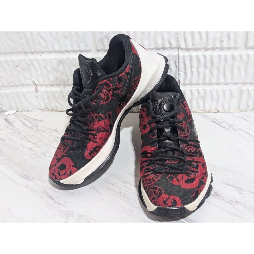 Nike Men's Black & Red Floral Lace-Up KD 8 EXT Basketball Sneakers Shoes Size 9.